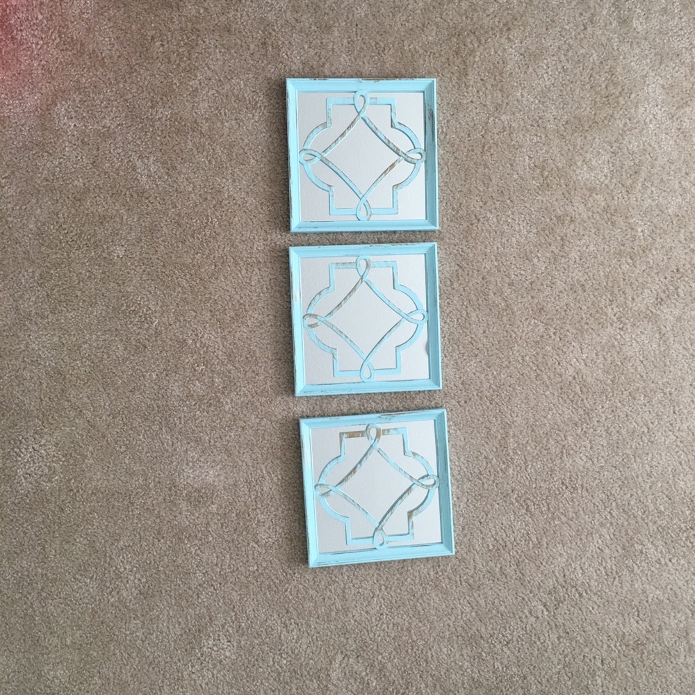 Aqua/Gold 3 wall Mirrors